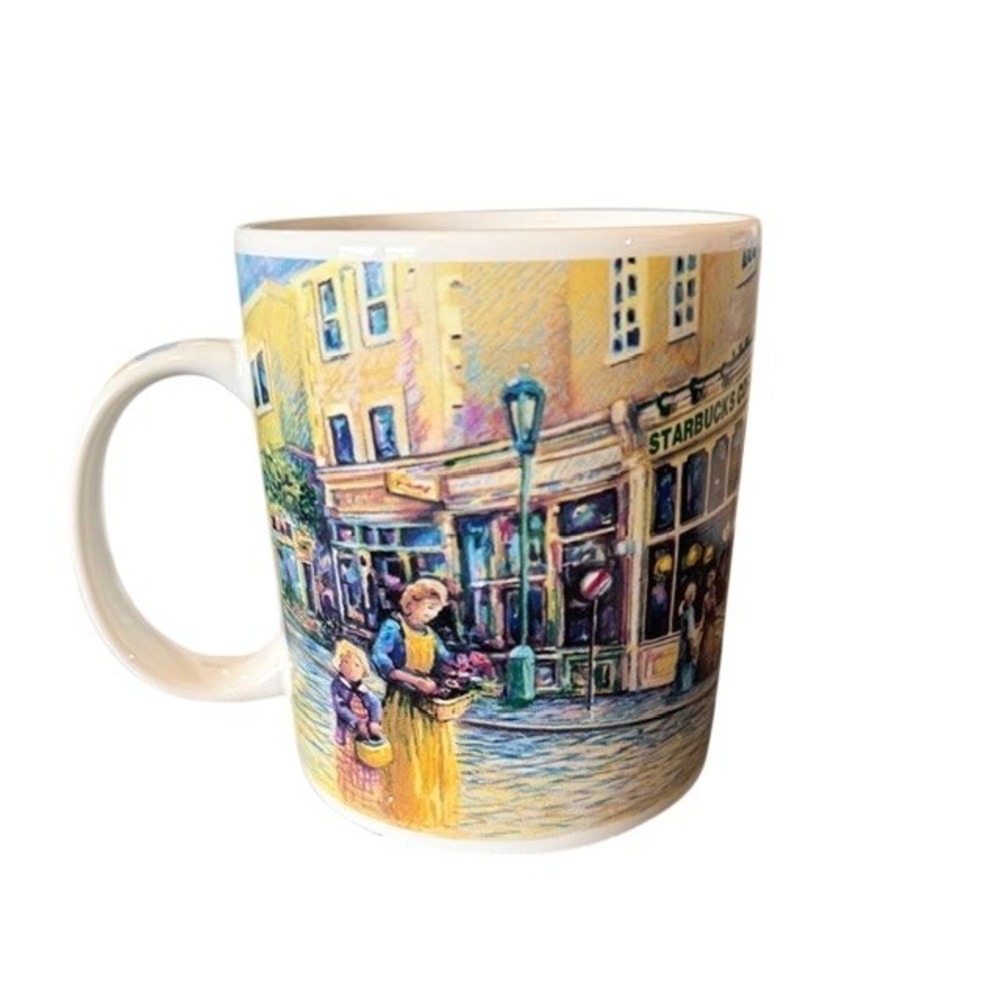 Starbucks Vintage Barista 2001 Victorian Storefront Street Scene Mug 18oz New - Picture 2 of 6